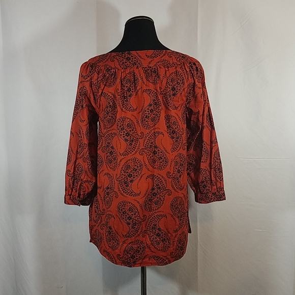 Lands' End Burnt Orange Paisley Blouse - Picture 6 of 10